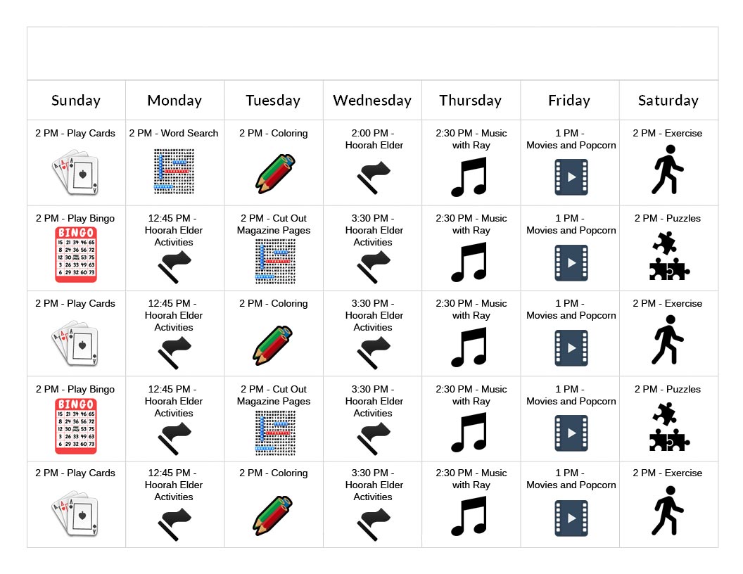 Monthly Activity Calendar
